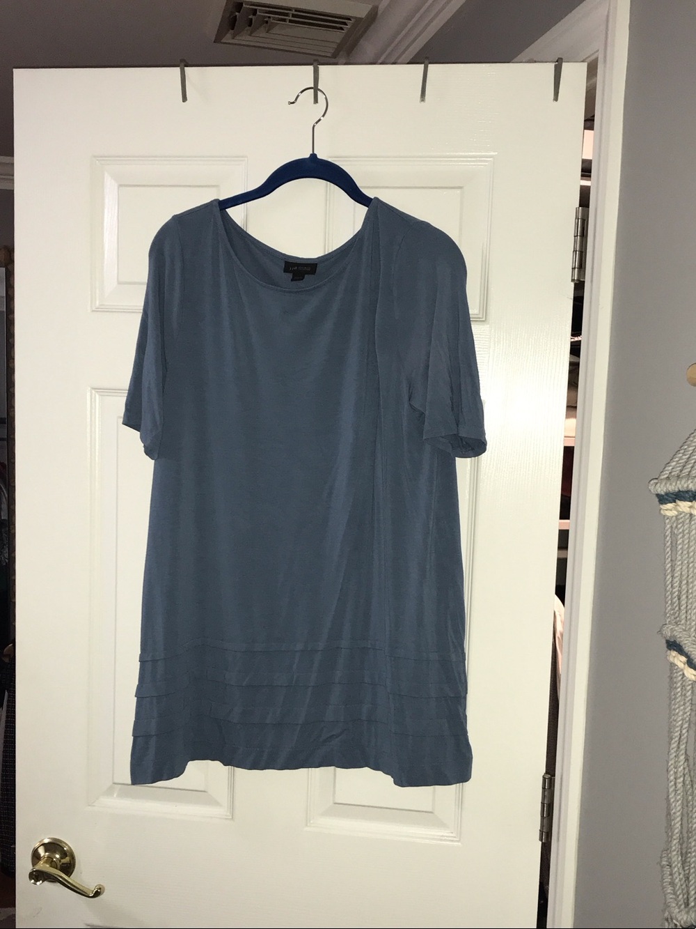 J. Jill Dusty Blue Short Sleeve Midi Swing Dress